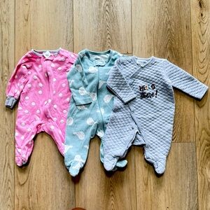 Cozy Baby Girl Onesie Piece Set - Pink, Blue, and Gray